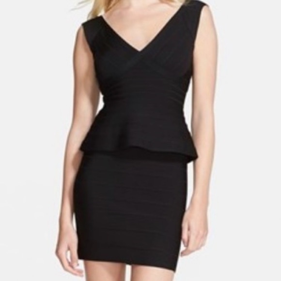 Hervé Léger Rebeca Peplum Bandage Dress Size L - Picture 1 of 15